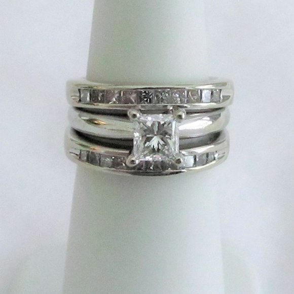 GIA F Color VS2 Diamond Wedding Set 1CTW - Picture 1 of 5